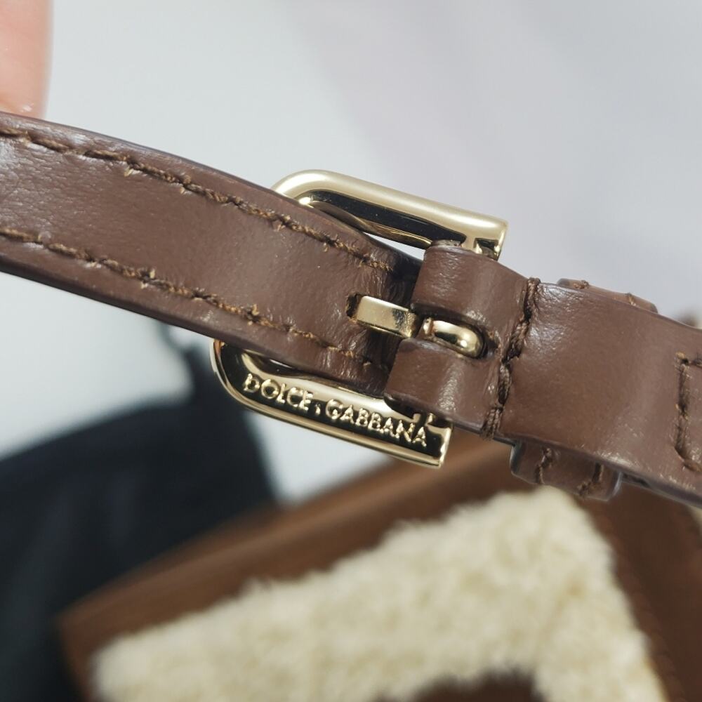 NWD$1645 Dolce & Gabbana Logo DG Faux Suede & Shearling Mini Crossbody Tote Bag - Picture 15 of 16